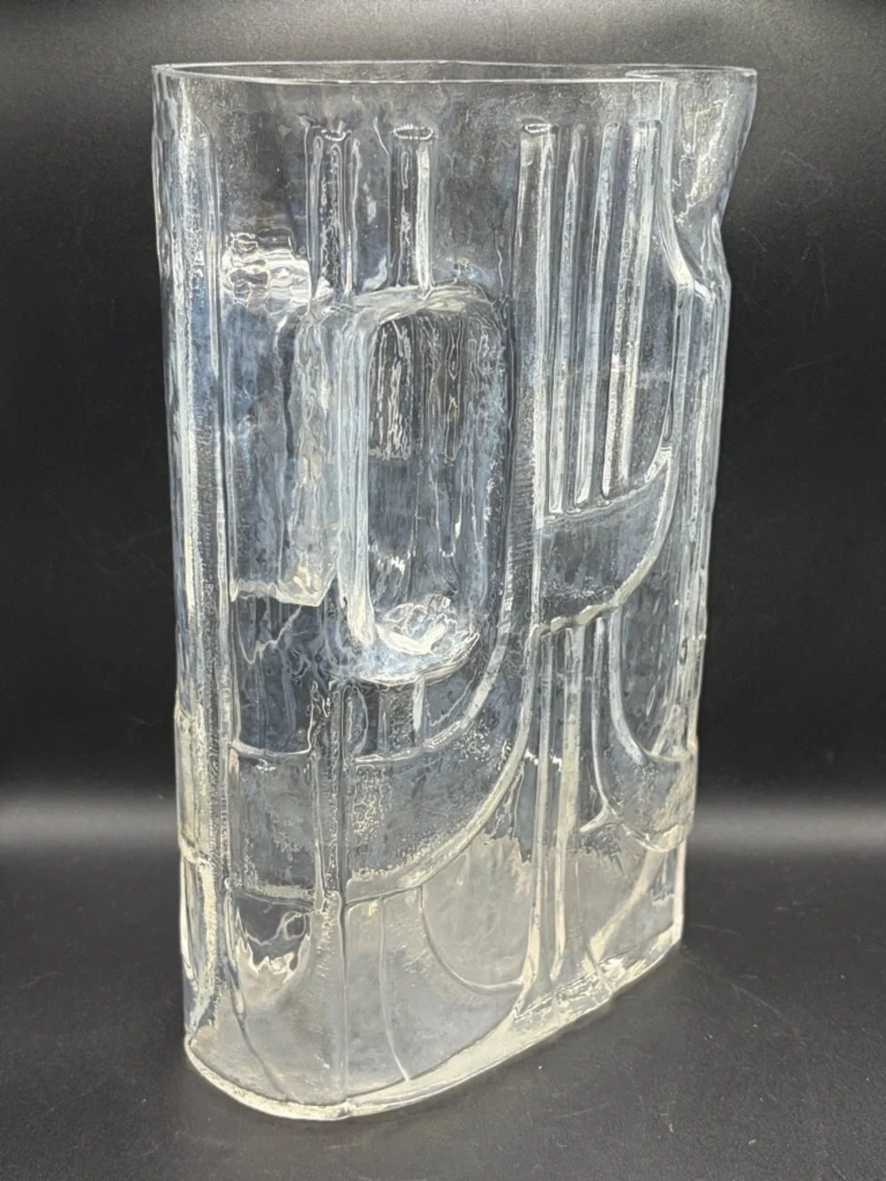 Vintage Mid Century Modern MCM Clear Glass Art Deco Style Pitcher Pourer Vessel